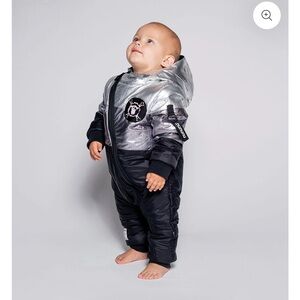 NUNUNU Silver and Black Kids One Piece